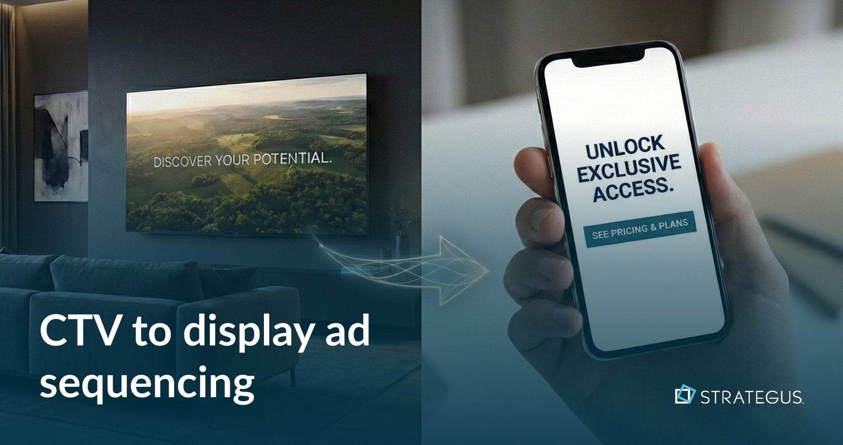 Example of CTV awareness ad followed by sequenced mobile display ad designed to drive consideration and action