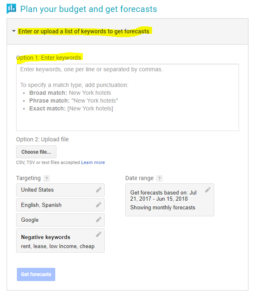 Google's Keyword Planner
