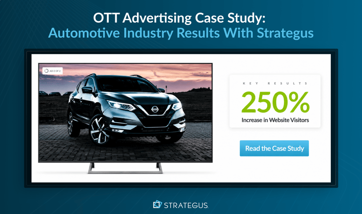 Strategus OTT advertising case study showing 250% increase in website visitors for a Nissan dealership
