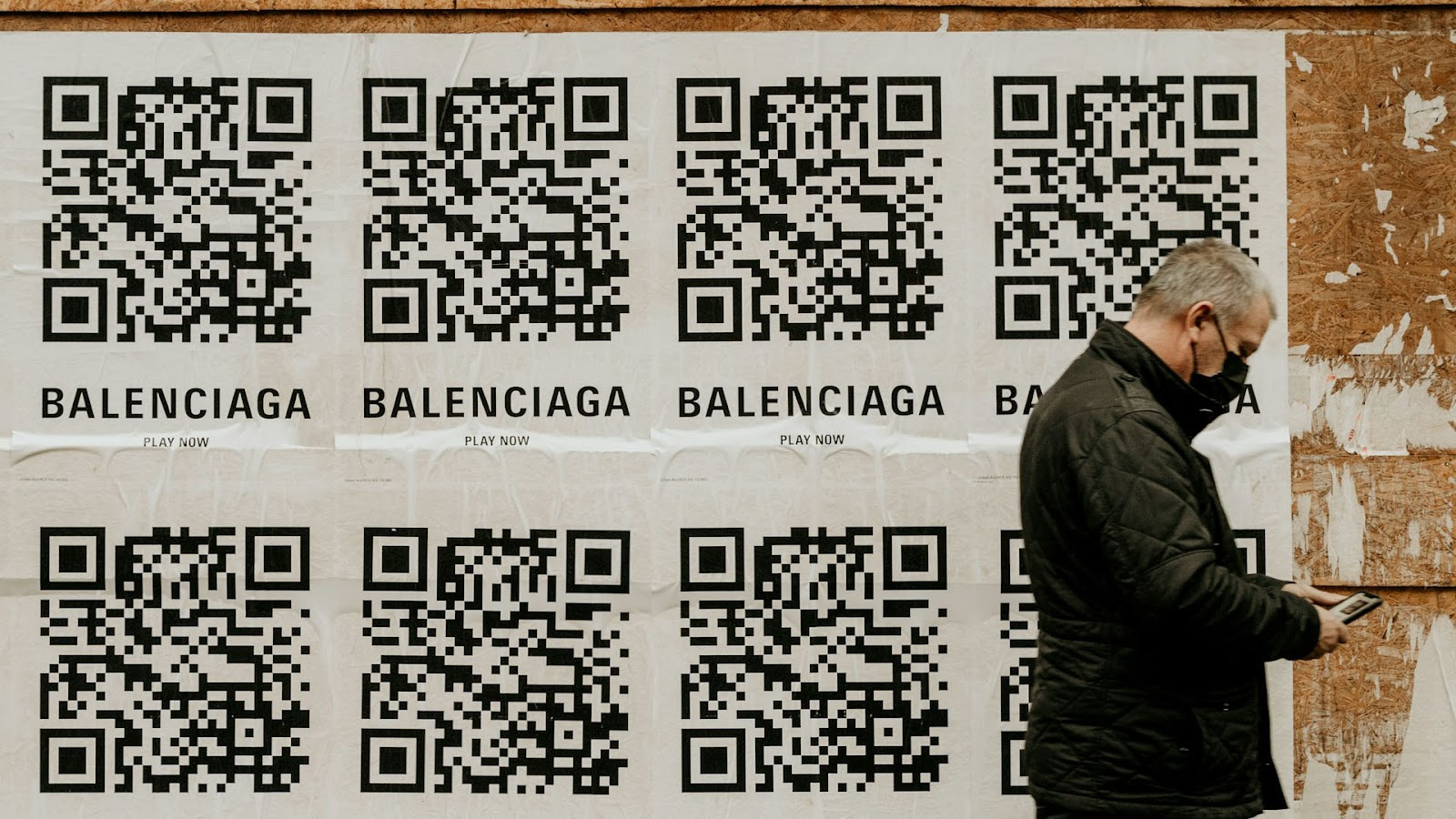 A Balenciaga advertisement featuring QR codes