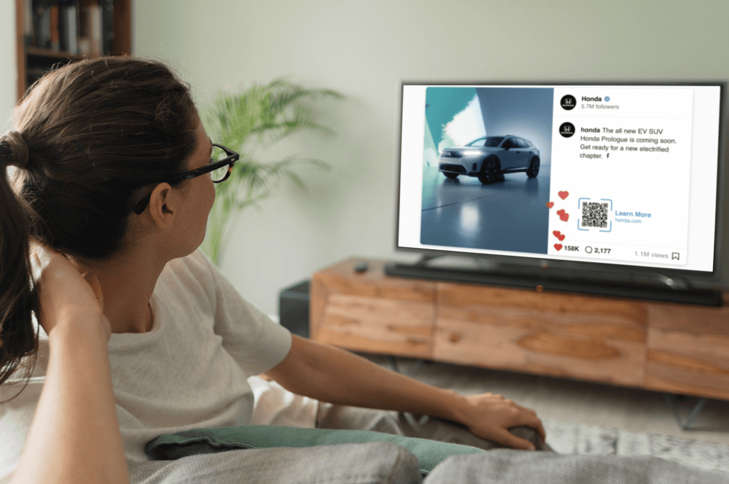 woman watching ctv creative ads