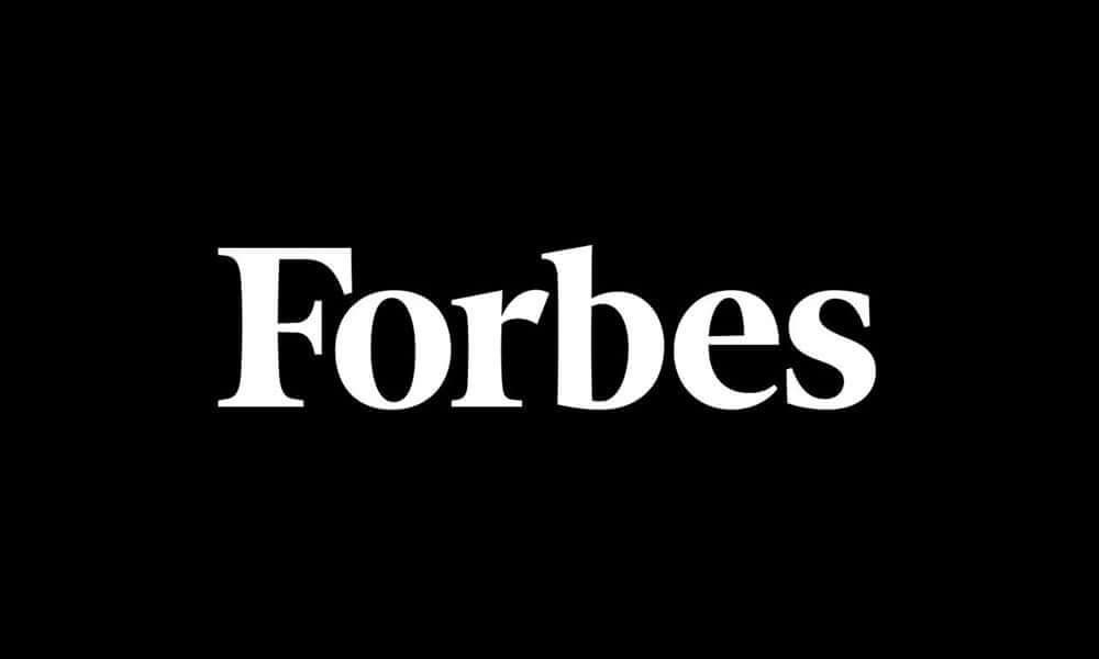 Forbes logo in white against a black background